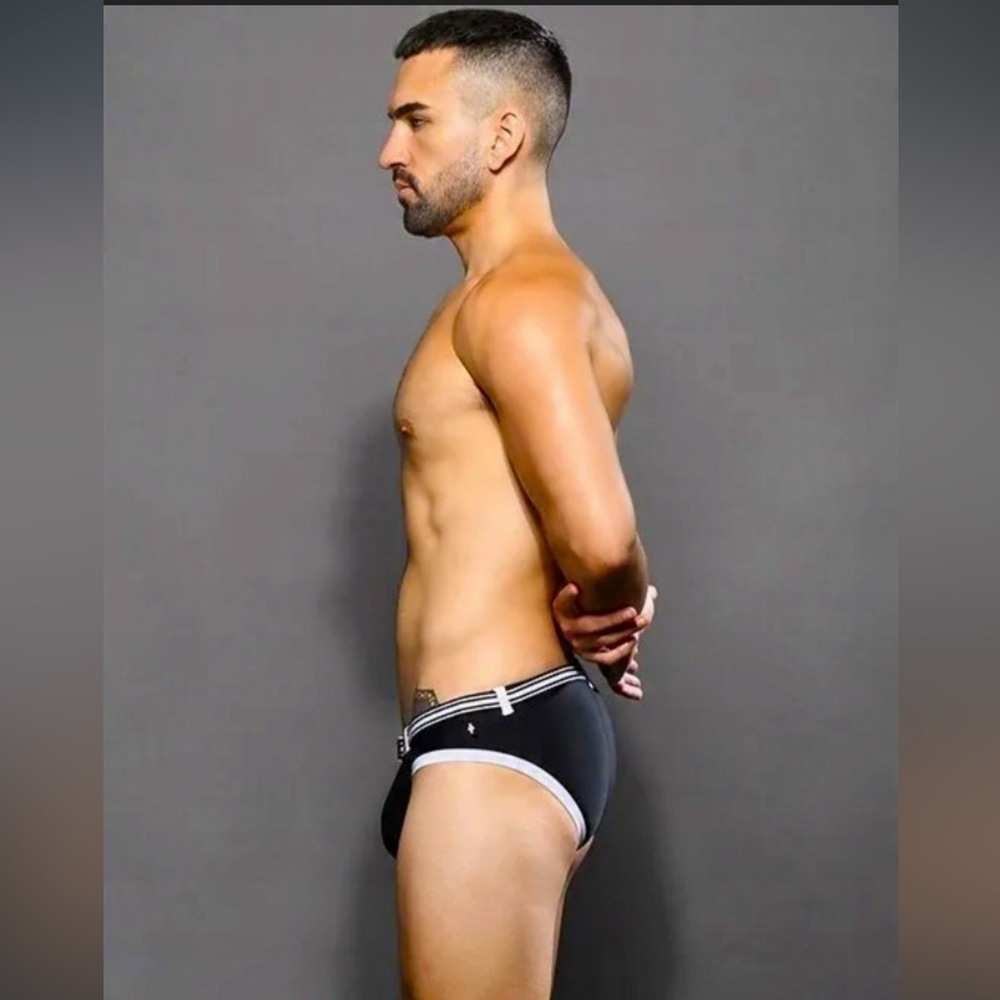 Andrew Christian Belt Bikini Small Black White NWT 79 - Picture 3 of 9